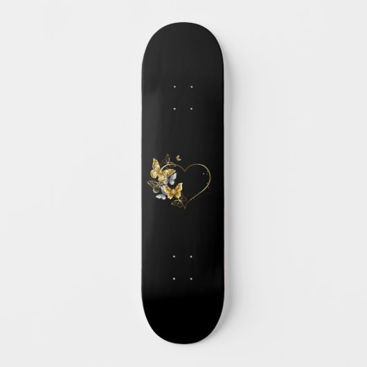 Hart met gouden vlinders persoonlijk skateboard (Voorkant)