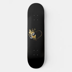 Hart met gouden vlinders persoonlijk skateboard