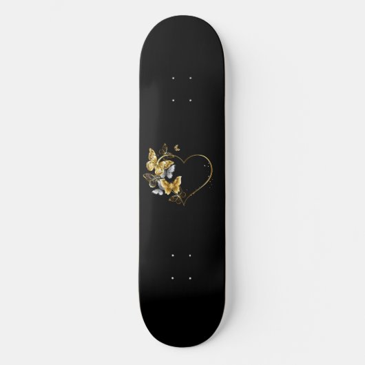 Hart met gouden vlinders persoonlijk skateboard (Voorkant)