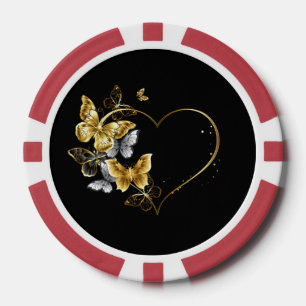 Hart met gouden vlinders poker chips