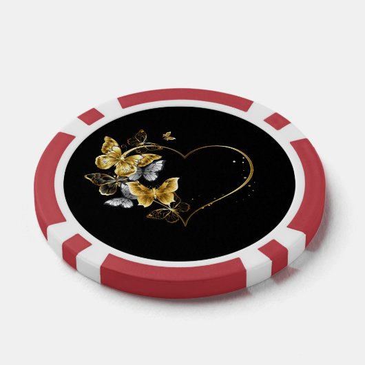 Hart met gouden vlinders poker chips (Enkel)