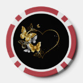Hart met gouden vlinders poker chips (Achterkant)
