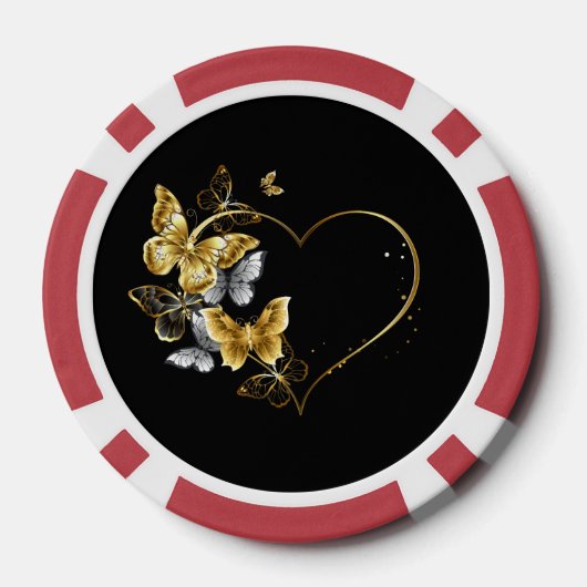 Hart met gouden vlinders poker chips (Achterkant)