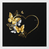 Hart met gouden vlinders raamsticker (Vel)