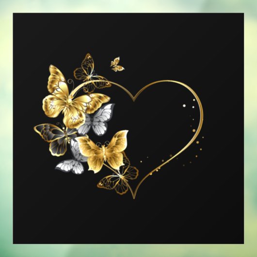 Hart met gouden vlinders raamsticker (Vel 3)