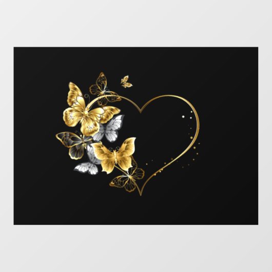 Hart met gouden vlinders raamsticker (Vel)