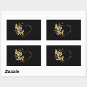 Hart met gouden vlinders rechthoekige sticker (Vel)