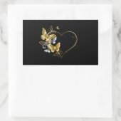 Hart met gouden vlinders rechthoekige sticker (Tas)