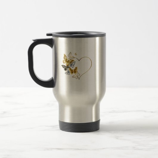 Hart met gouden vlinders reisbeker (Links)