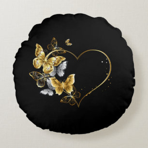 Hart met gouden vlinders rond kussen