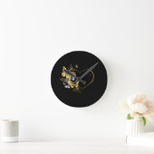 Hart met gouden vlinders ronde klok (Huis)