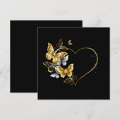 Hart met gouden vlinders save the date (Voorkant / Achterkant)