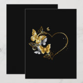Hart met gouden vlinders save the date (Voorkant / Achterkant)