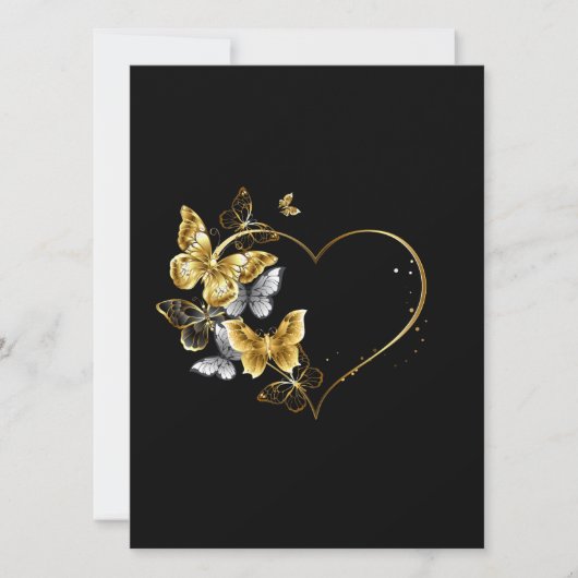 Hart met gouden vlinders save the date (Voorkant)