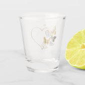 Hart met gouden vlinders shot glas (Achterkant)