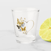 Hart met gouden vlinders shot glas (Voorkant)