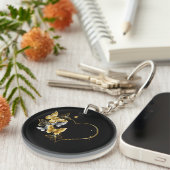 Hart met gouden vlinders sleutelhanger (Voorkant Rechts)