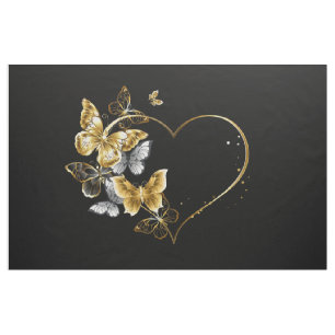 Hart met gouden vlinders stof