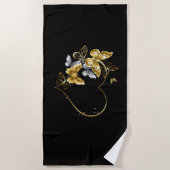 Hart met gouden vlinders strandlaken (Voorkant)