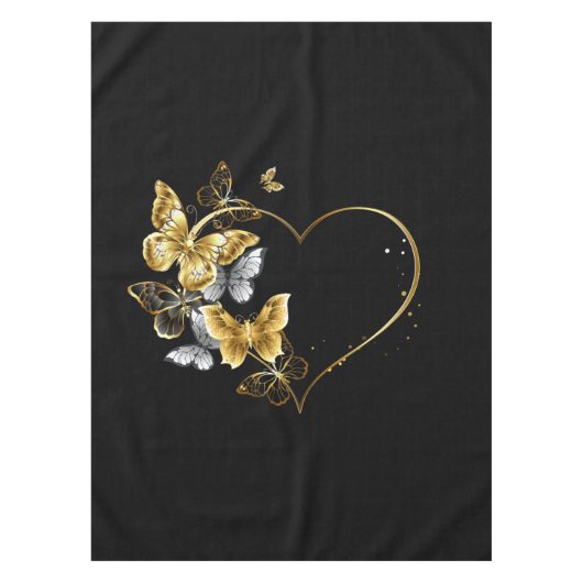 Hart met gouden vlinders tafelkleed (Voorkant)