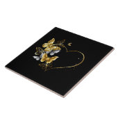 Hart met gouden vlinders tegeltje (Zijkant)