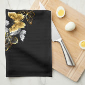 Hart met gouden vlinders theedoek (Quarter Fold)