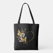 Hart met gouden vlinders tote bag (Achterkant)