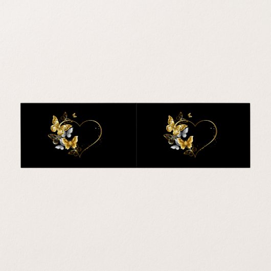 Hart met gouden vlinders visitekaartje (Buitenkant ongevouwen)