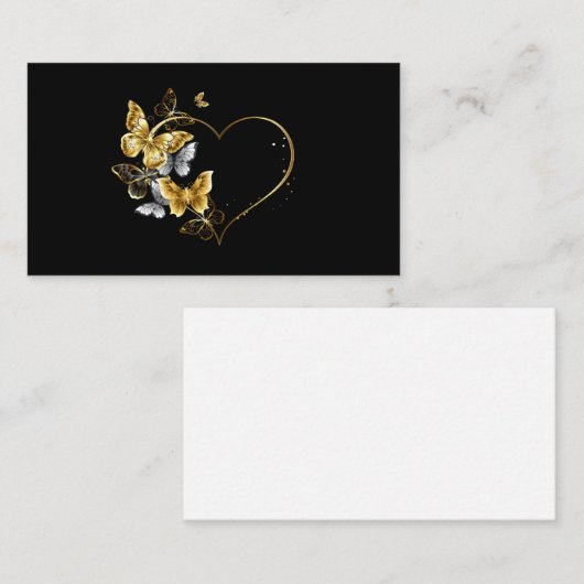 Hart met gouden vlinders visitekaartje (Voorkant / Achterkant)