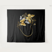 Hart met gouden vlinders wandkleed (Voorkant (horizontaal))