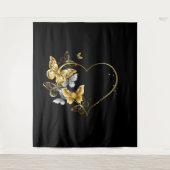 Hart met gouden vlinders wandkleed (Voorkant)