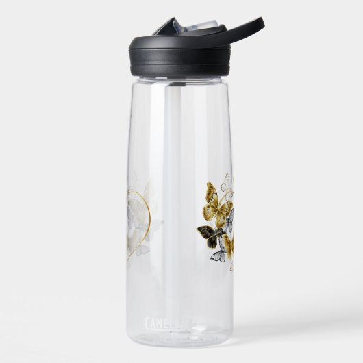 Hart met gouden vlinders waterfles (Links)
