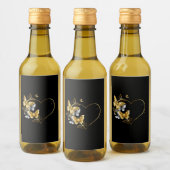 Hart met gouden vlinders wijn etiket (Flessen)