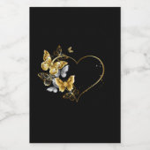 Hart met gouden vlinders wijn etiket (Enkel label)