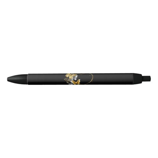 Hart met gouden vlinders zwarte inkt pen (Voorkant)