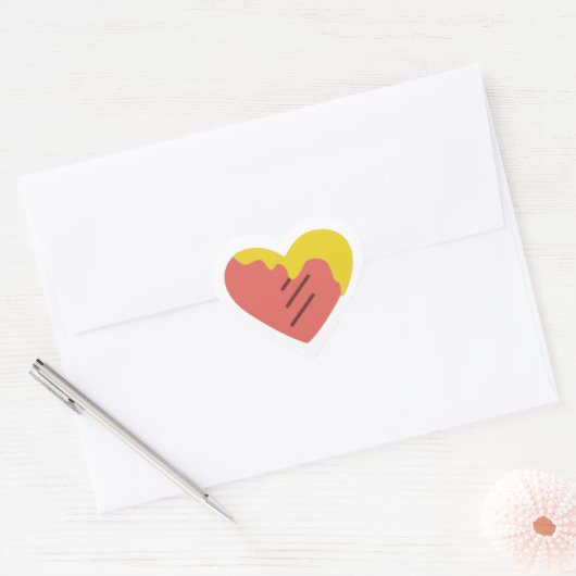 Hart met grillstrepen en mosterd enveloppe zegel (Envelop)