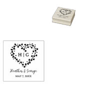 Hart met Hartjes Bruiloft Monogram Ontwerp Rubberstempel (Gestempeld)