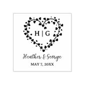 Hart met Hartjes Bruiloft Monogram Ontwerp Rubberstempel (Afrduk)
