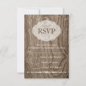 Hart met initialen houtnerf rustieke bruiloft RSVP Kaartje (Achterkant)