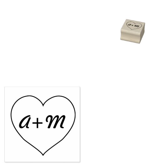 Hart met Initialen Stamp Rubberstempel (Gestempeld)