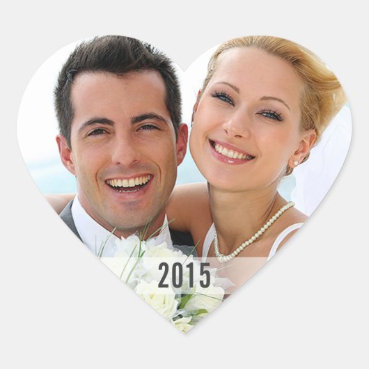 Hart met Jaar Foto Envelop Sticker (Voorkant)