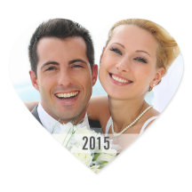 Hart met Jaar Foto Envelop Sticker