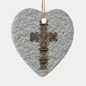 Hart met kruisversiering keramisch ornament (Rechts)