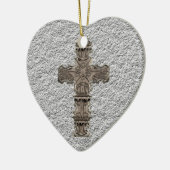 Hart met kruisversiering keramisch ornament (Links)