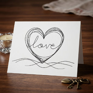 Hart met Liefde Continu Lijn Kunstontwerp Bedankkaart