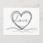 Hart met Liefde Continu Lijn Kunstontwerp Briefkaart (Voorkant)