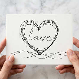 Hart met Liefde Continu Lijn Kunstontwerp Briefkaart