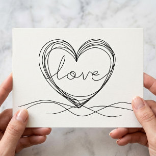 Hart met Liefde Continu Lijn Kunstontwerp Briefkaart