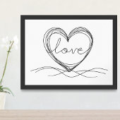 Hart met Liefde Continu Lijn Kunstontwerp Foto Afdruk
