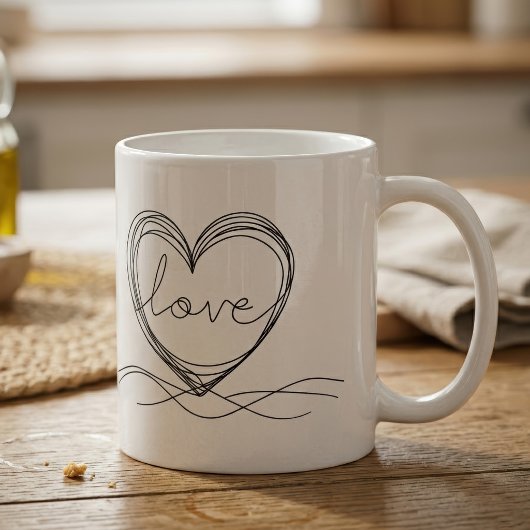 Hart met Liefde Continu Lijn Kunstontwerp Koffiemok